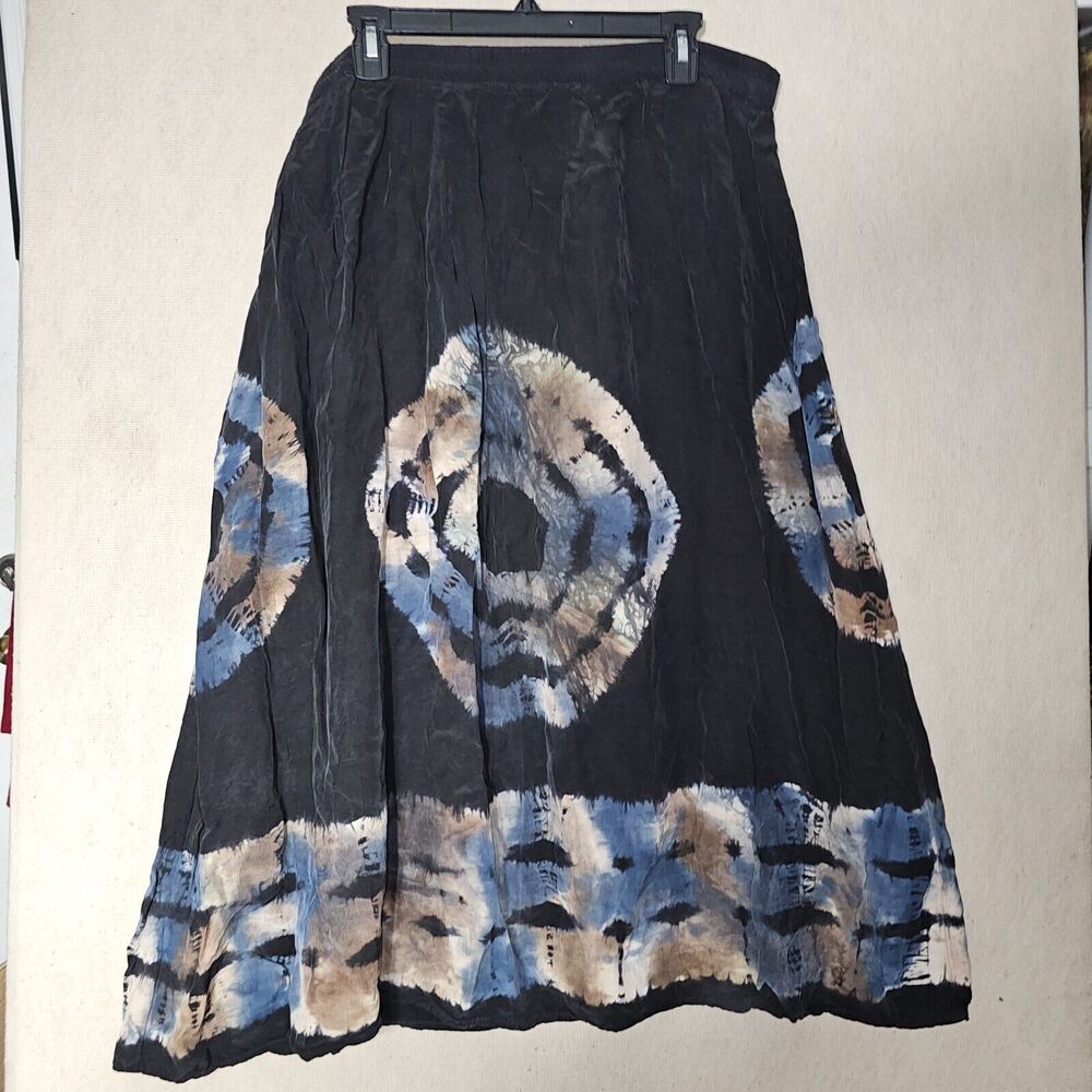Carol Little Hippie Boho Maxi Skirt Spiral Pattern Women's Size 18 Unique Indie